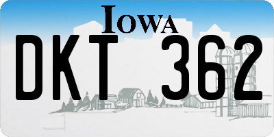 IA license plate DKT362