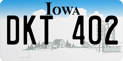 IA license plate DKT402