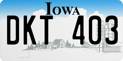 IA license plate DKT403