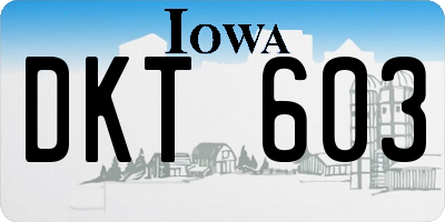 IA license plate DKT603