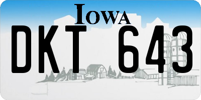 IA license plate DKT643