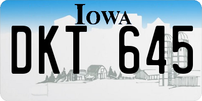 IA license plate DKT645