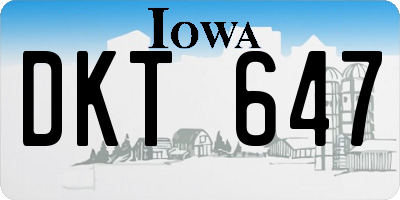 IA license plate DKT647