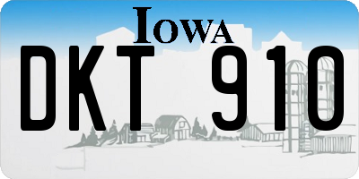 IA license plate DKT910