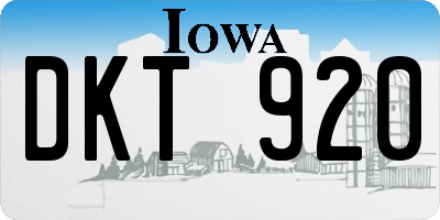 IA license plate DKT920