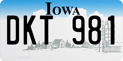 IA license plate DKT981