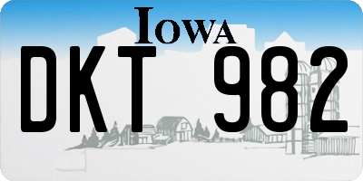 IA license plate DKT982