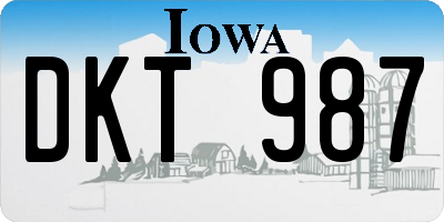 IA license plate DKT987