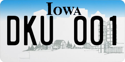 IA license plate DKU001