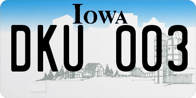 IA license plate DKU003