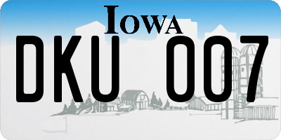 IA license plate DKU007