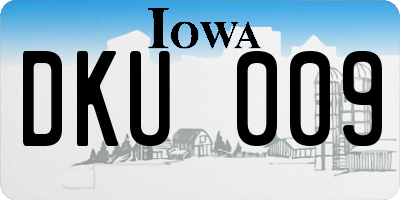 IA license plate DKU009