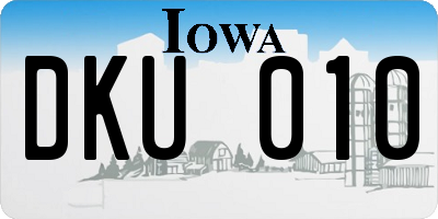 IA license plate DKU010