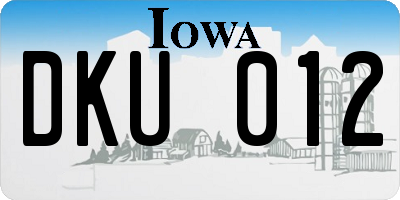 IA license plate DKU012