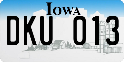 IA license plate DKU013