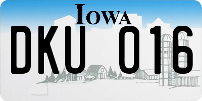IA license plate DKU016