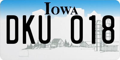 IA license plate DKU018