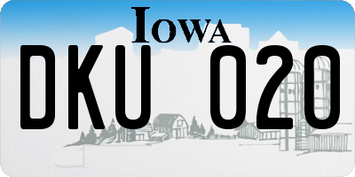 IA license plate DKU020