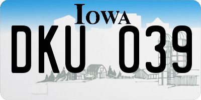 IA license plate DKU039