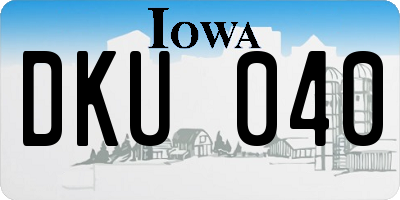 IA license plate DKU040