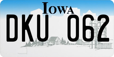 IA license plate DKU062