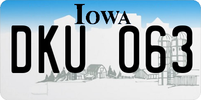 IA license plate DKU063