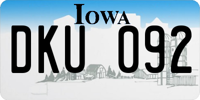 IA license plate DKU092