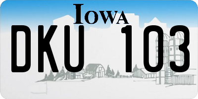 IA license plate DKU103
