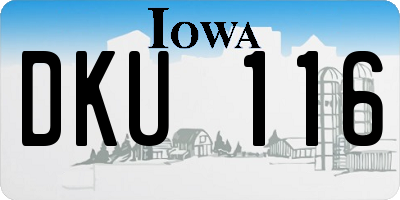 IA license plate DKU116
