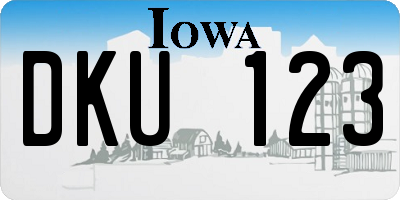 IA license plate DKU123