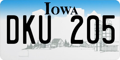 IA license plate DKU205