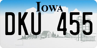 IA license plate DKU455