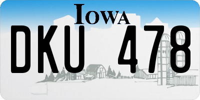 IA license plate DKU478