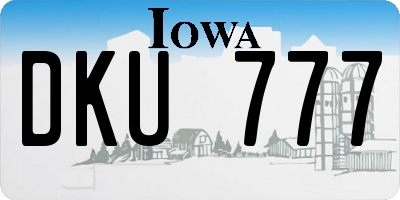 IA license plate DKU777