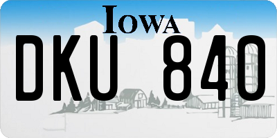 IA license plate DKU840