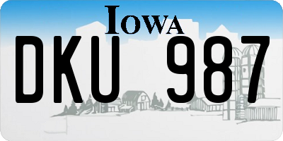 IA license plate DKU987