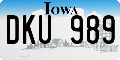 IA license plate DKU989