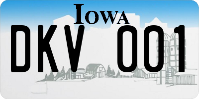 IA license plate DKV001