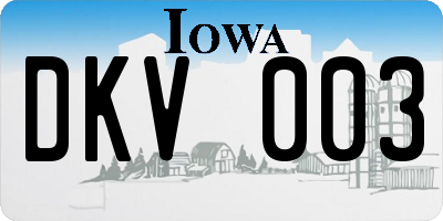 IA license plate DKV003