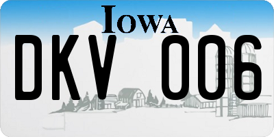 IA license plate DKV006
