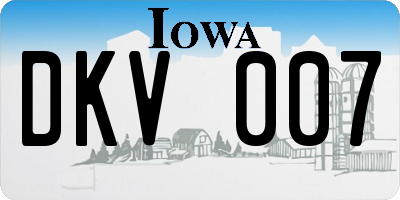 IA license plate DKV007