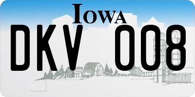IA license plate DKV008