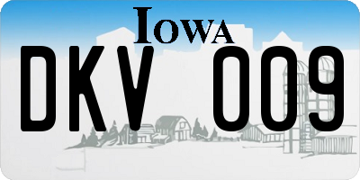 IA license plate DKV009