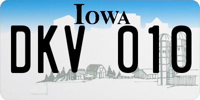 IA license plate DKV010