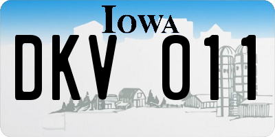 IA license plate DKV011
