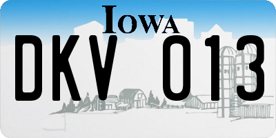 IA license plate DKV013
