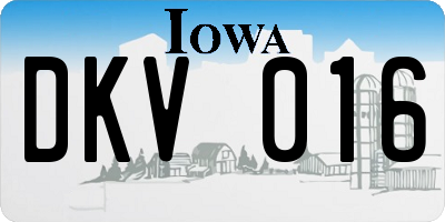 IA license plate DKV016