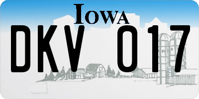 IA license plate DKV017