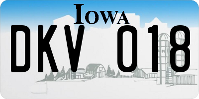 IA license plate DKV018
