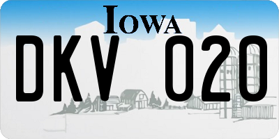 IA license plate DKV020